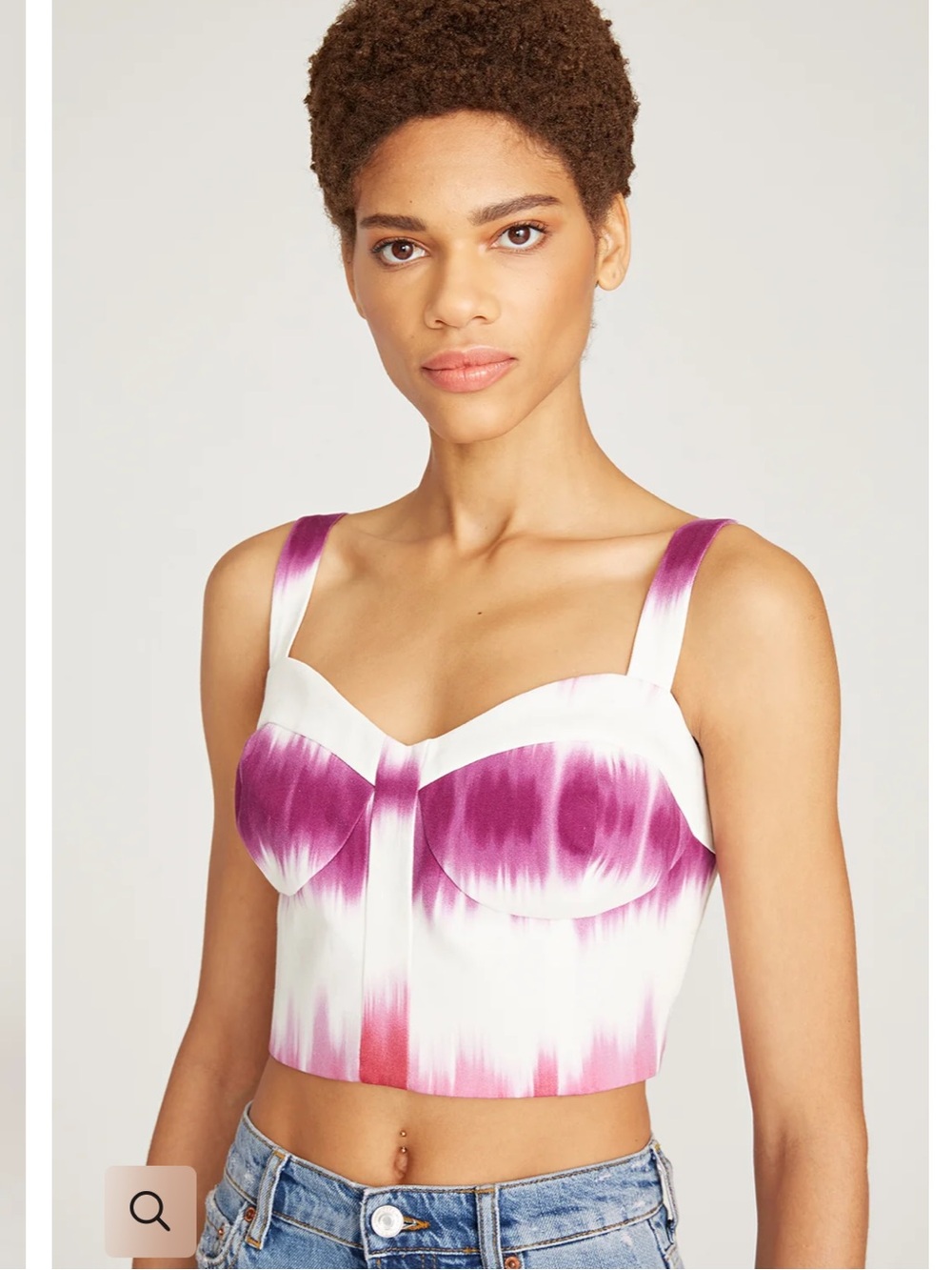 NWT AMUR Callie Bustier Crop Top Barberry Tie Dye Stripe Sweetheart Size L